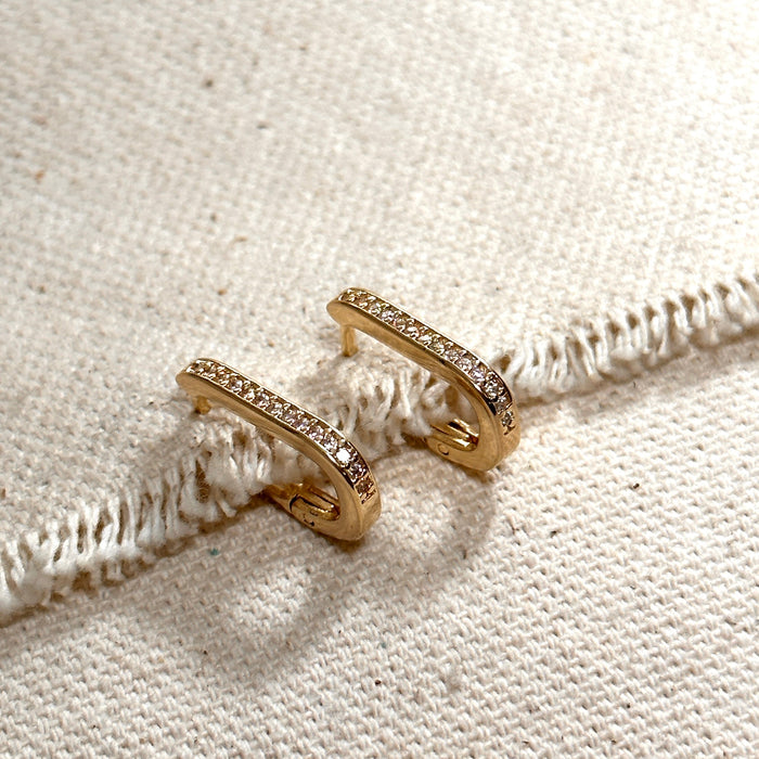 Mondsee Micro CZ Rectangle Clicker Earrings | 18k Gold Filled Jewelry