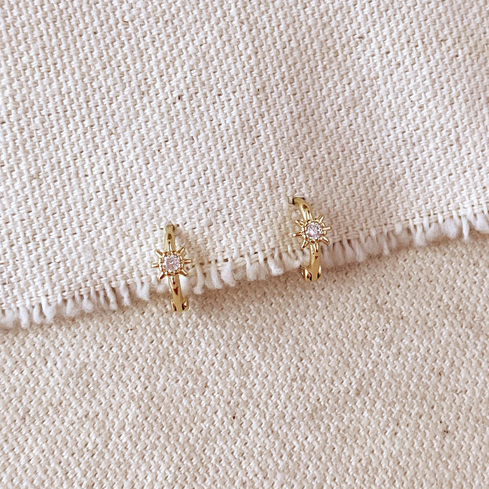 Mondsee 18k Gold Filled Starburst Mini Clicker Hoop Earrings | 18k Gold Filled Jewelry