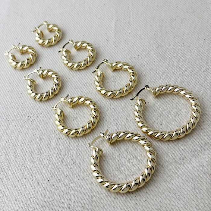 Mondsee 18k Gold Filled Twisted Tube Croissant Hoop Earrings | 18k Gold Filled Jewelry