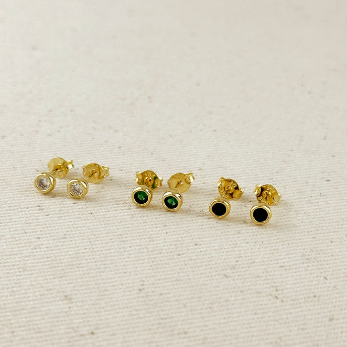 Mondsee 18k Gold Filled 4mm Round Bezel Cubic Zirconia Stud Earrings | 18k Gold Filled Jewelry