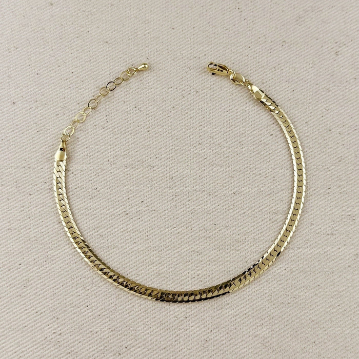 Mondsee 18K Gold Filled Diamond Cut Herringbone Anklet | 18k Gold Filled Jewelry