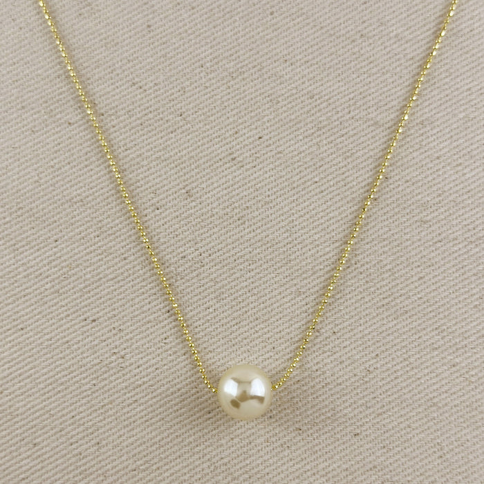 Mondsee 18k Gold Filled Solitaire Pearl Necklace | 18k Gold Filled Jewelry