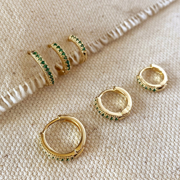 Mondsee 18k Gold Filled Emerald Hoop Trio | 18k Gold Filled Jewelry