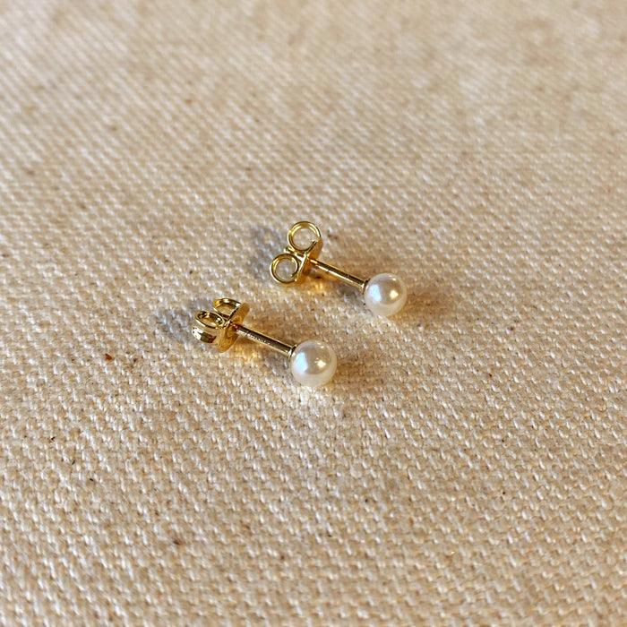 Mondsee 18k Gold Filled 4mm Classic Pearl Stud | 18k Gold Filled Jewelry
