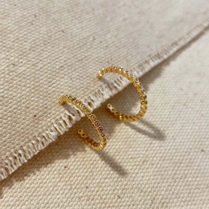 Mondsee 18k Gold Filled 18mm Bezel Cubic Zirconia C-Hoop | 18k Gold Filled Jewelry