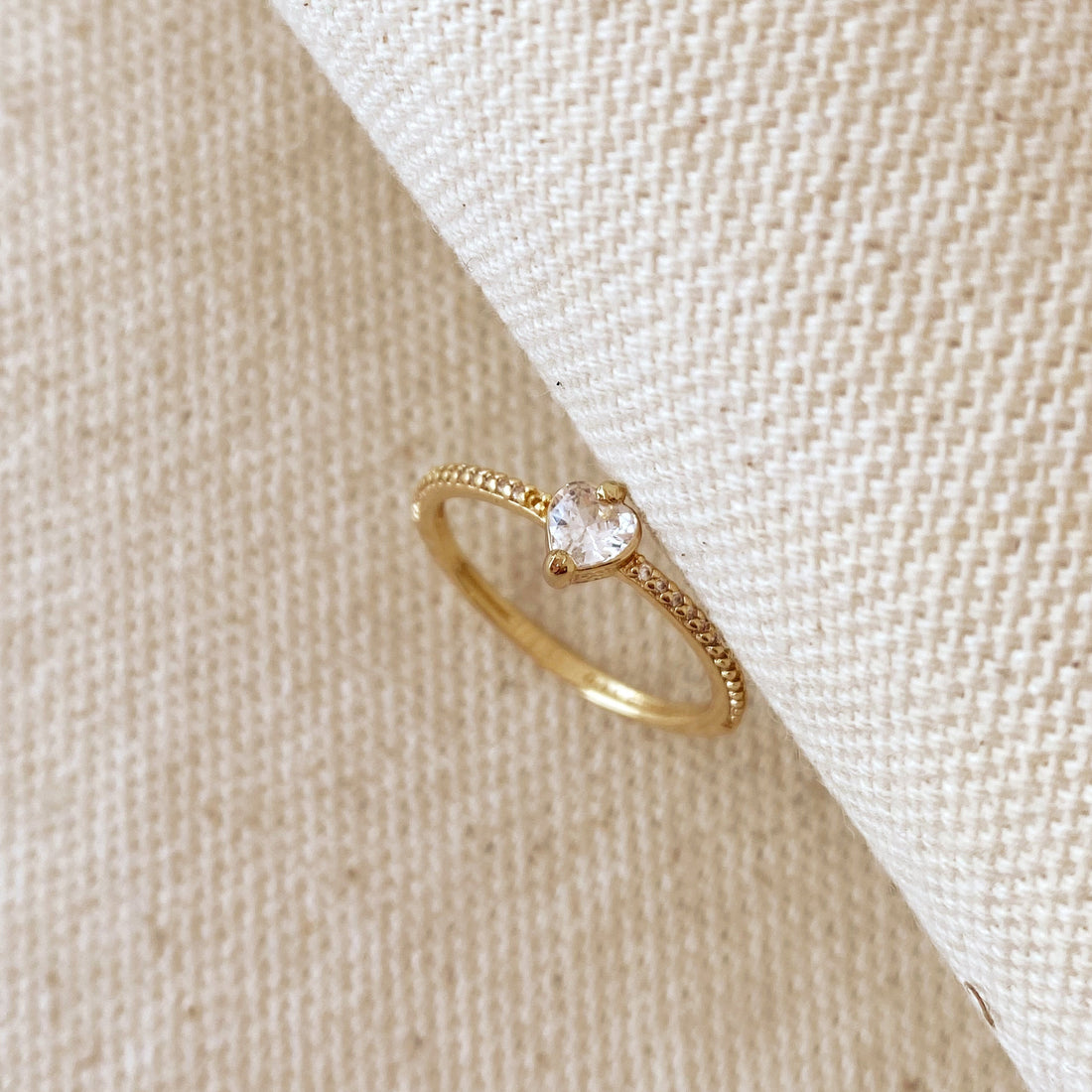 18k gold-filled vintage mini heart stackable band ring