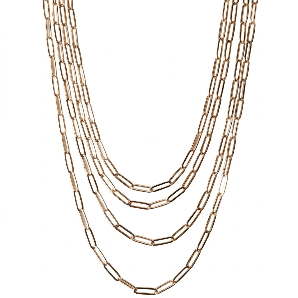 18k gold-filled classic paperclip chain styled as a standalone statement piece