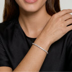 .925 Sterling Silver Rhodium Plated 2.25mm Moissanite Tennis Bracelet