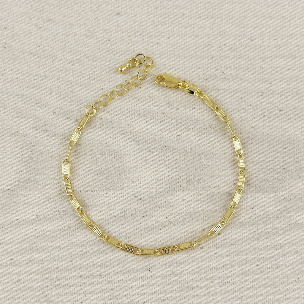Mondsee 18K Gold Filled Textured Bar Link Bracelet | 18k Gold Filled Jewelry