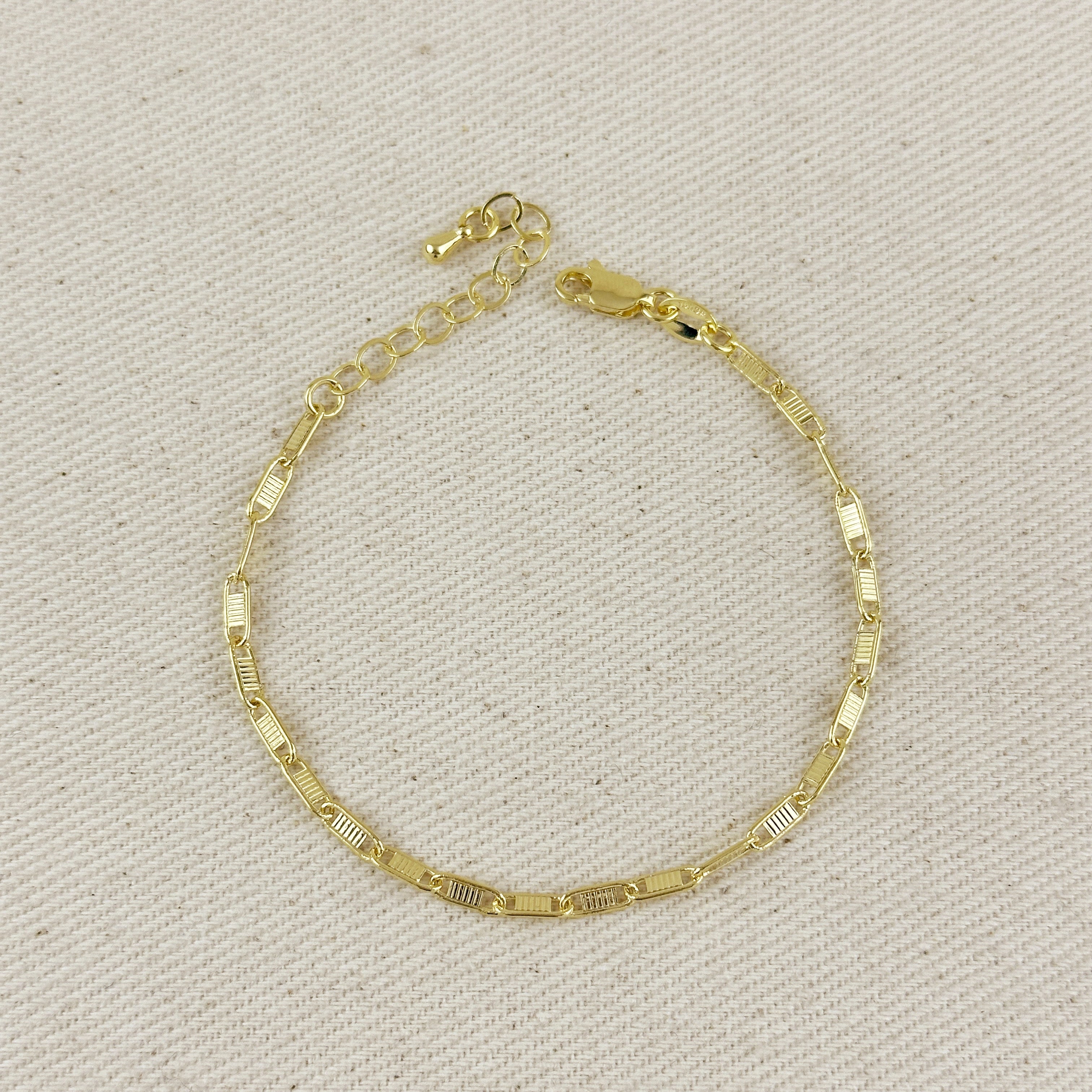 Mondsee 18K Gold Filled Textured Bar Link Bracelet | 18k Gold Filled Jewelry
