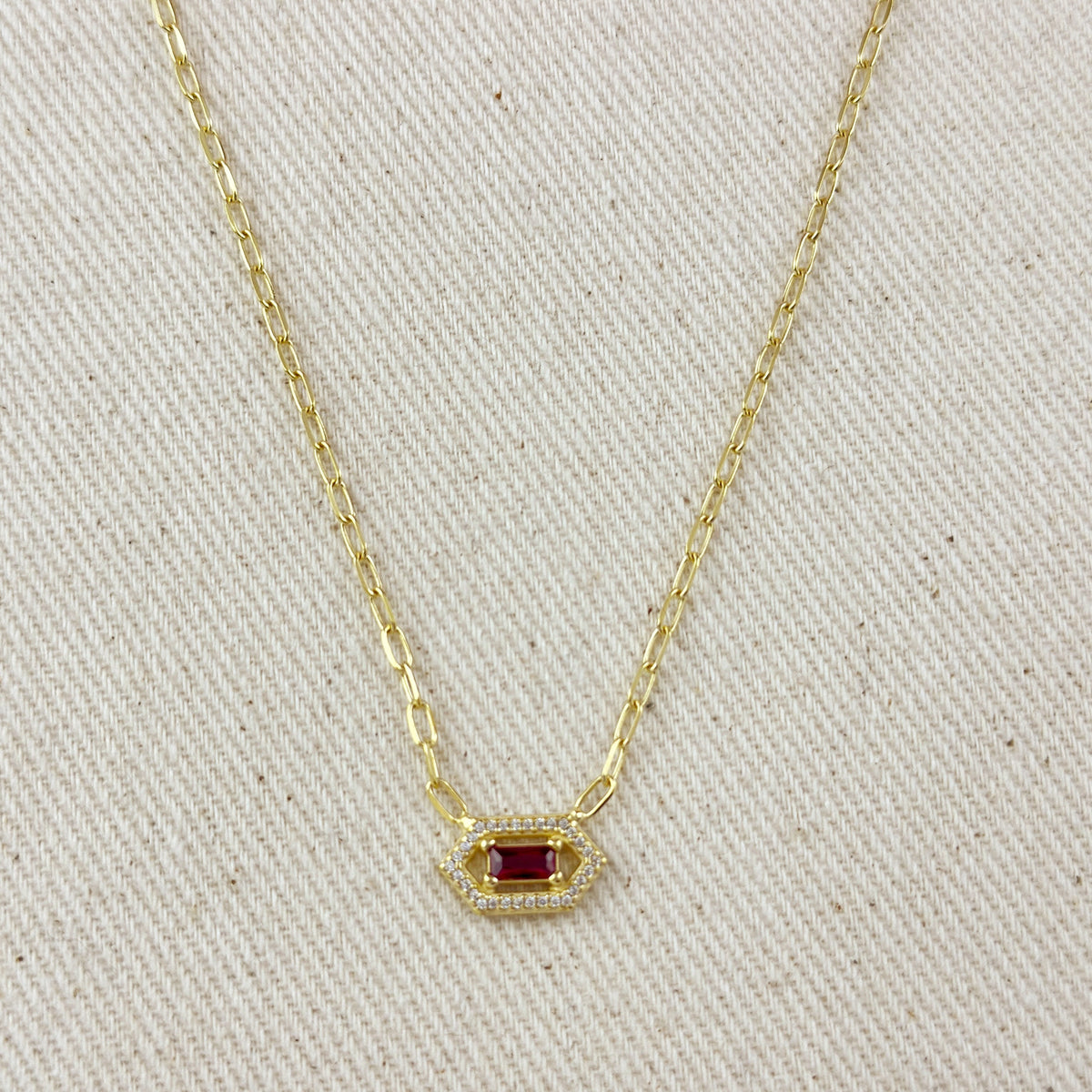 18k Gold Vermeil Fancy Birthstone Baguette Necklace – July