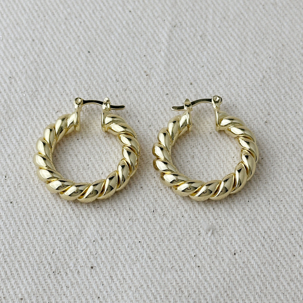 Mondsee 18k Gold Filled Twisted Tube Croissant Hoop Earrings | 18k Gold Filled Jewelry