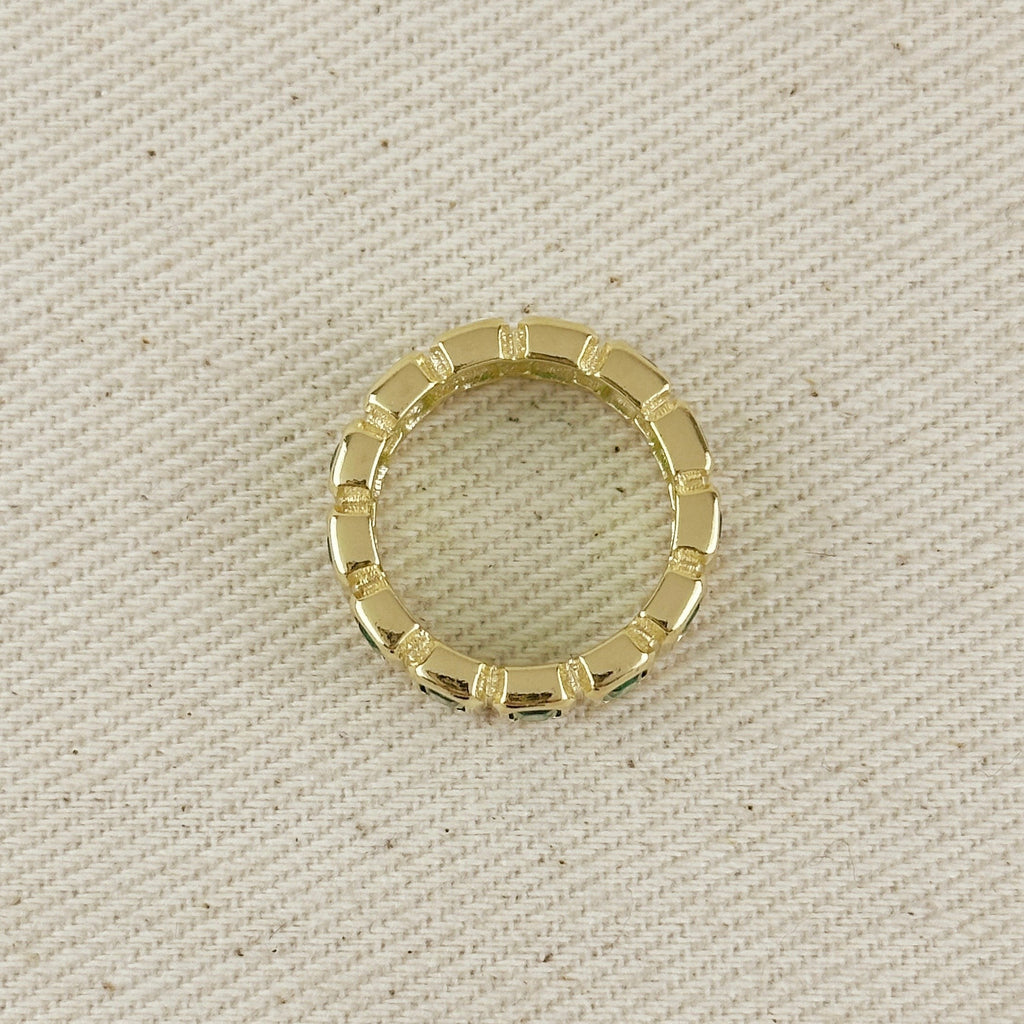 Mondsee 18k Gold Filled Chunky Emerald CZ Eternity Band Ring | 18k Gold Filled Jewelry