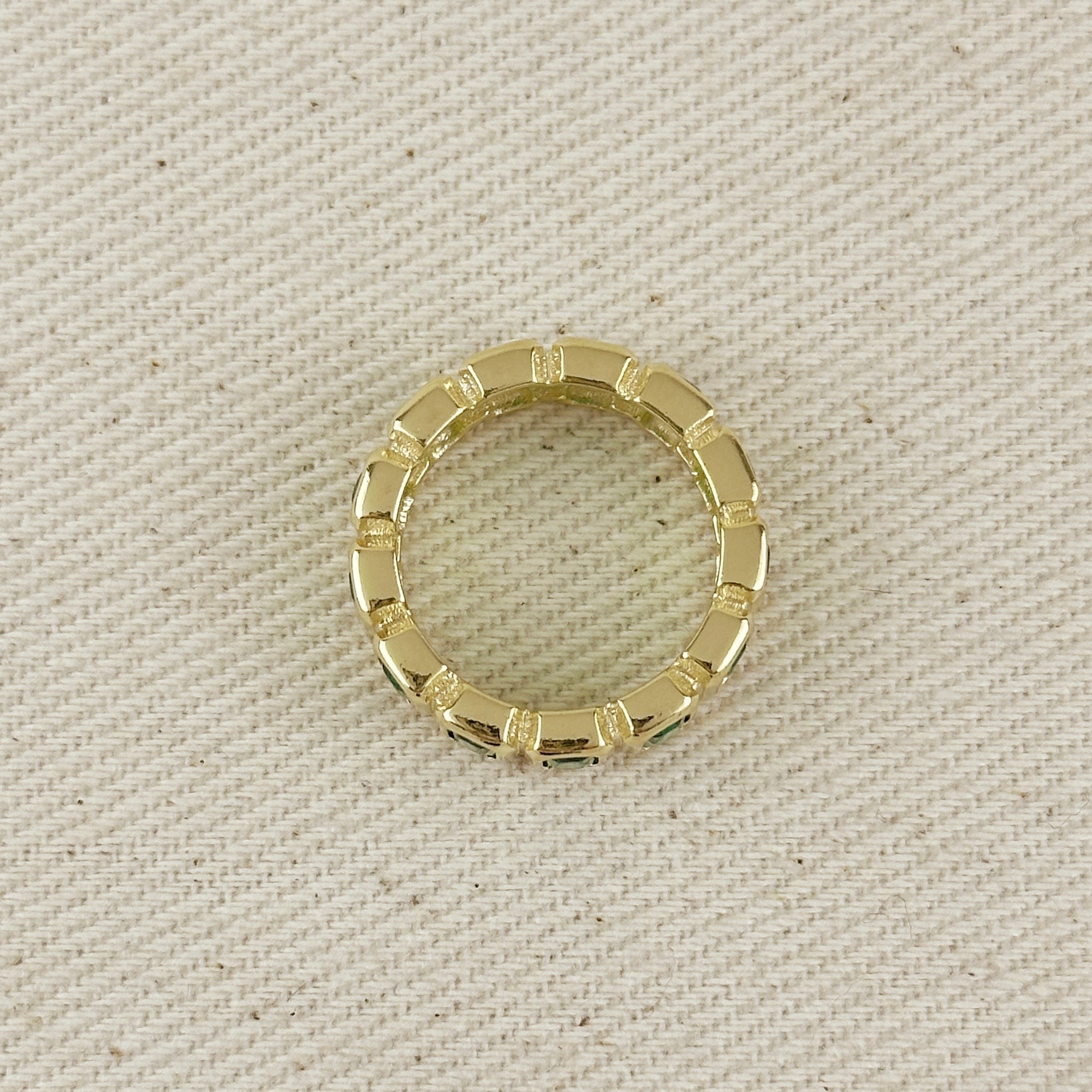 Mondsee 18k Gold Filled Chunky Emerald CZ Eternity Band Ring | 18k Gold Filled Jewelry