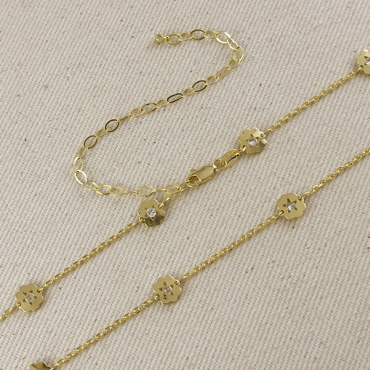18k Gold Filled Flower CZ Belly Chain