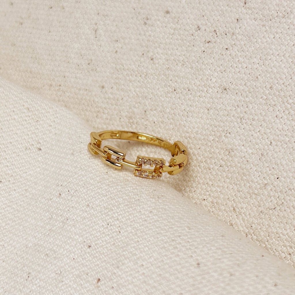 Mondsee 18k Gold Filled Chain Link CZ Ring | 18k Gold Filled Jewelry