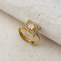 18k Gold Filled CZ Princess Cut Squared Top Ring