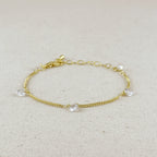 18K Gold Filled Box Chain & CZ Stones Bracelet