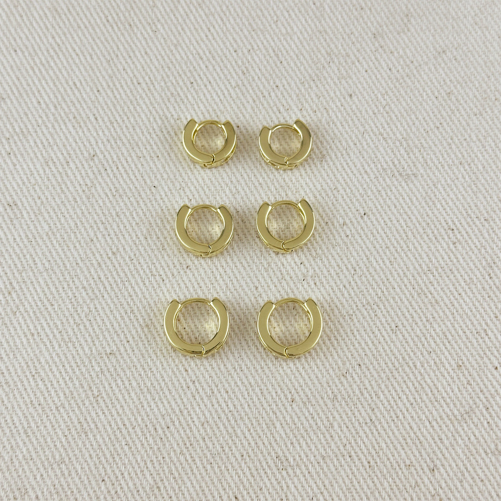 18k Gold Filled CZ Line Clicker Hoop Earrings