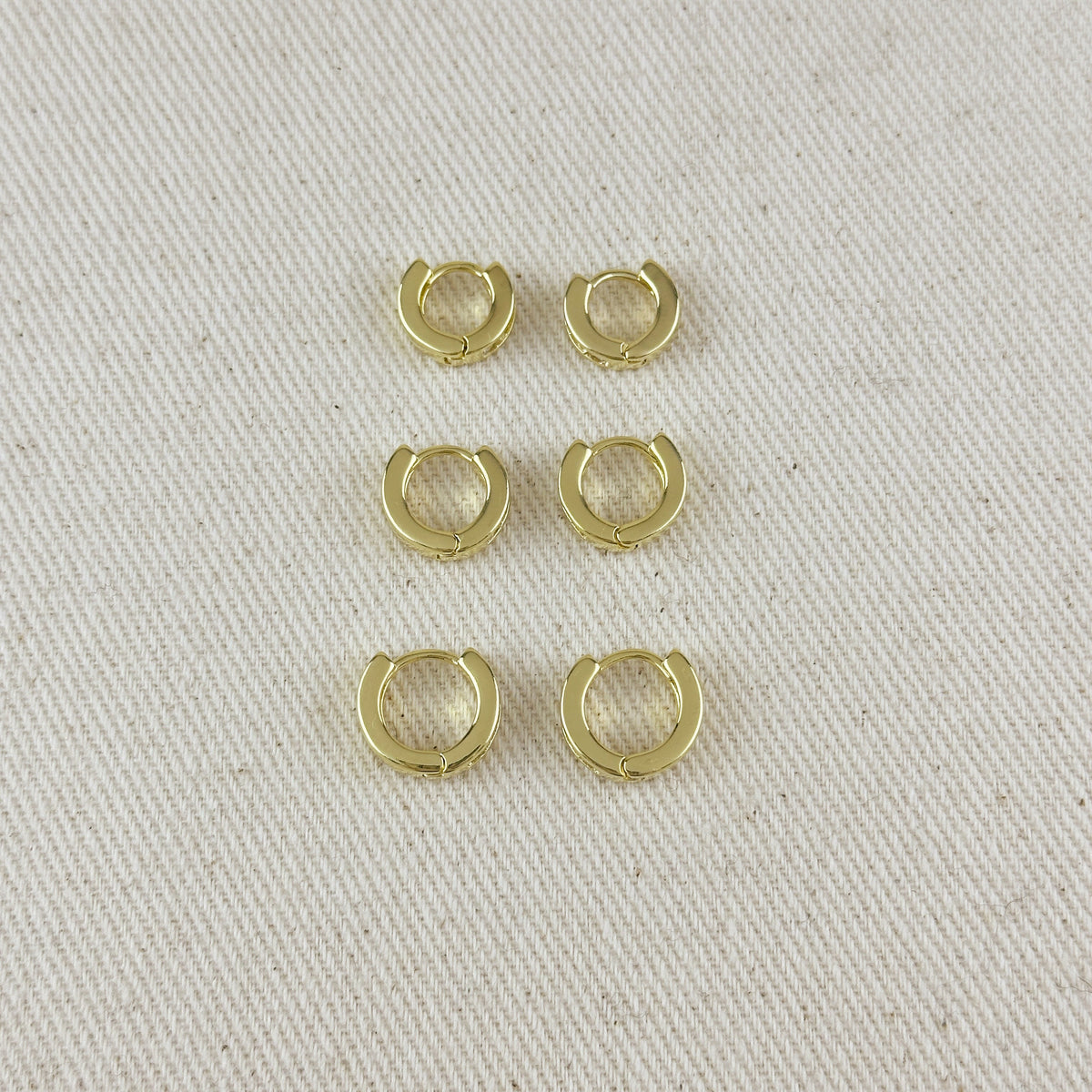 18k Gold Filled CZ Line Clicker Hoop Earrings