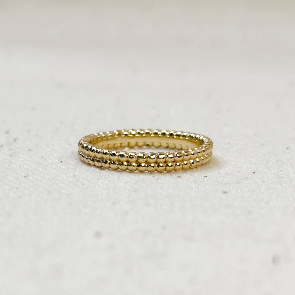 Mondsee 18k Gold Filled Double Beaded Band Ring | 18k Gold Filled Jewelry