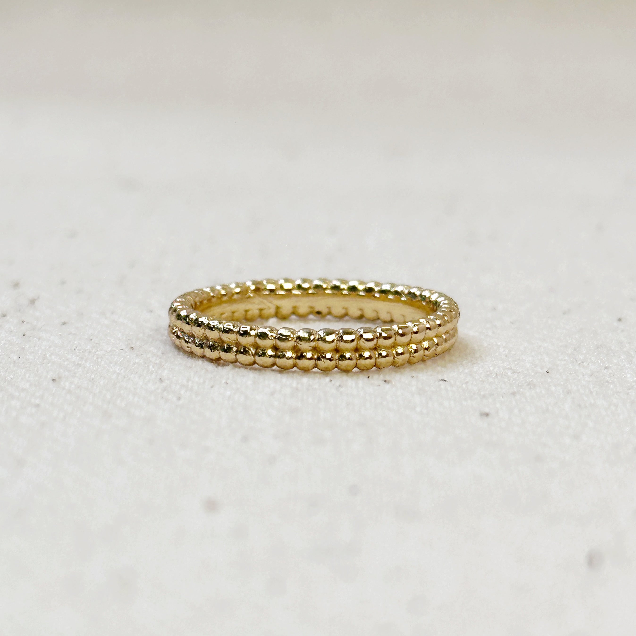 Mondsee 18k Gold Filled Double Beaded Band Ring | 18k Gold Filled Jewelry