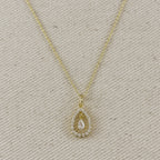 18k Gold Filled Floating CZ Drop Necklace