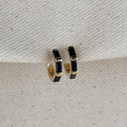 18k Gold Filled Colored Baguette CZ Clicker Hoop Earrings