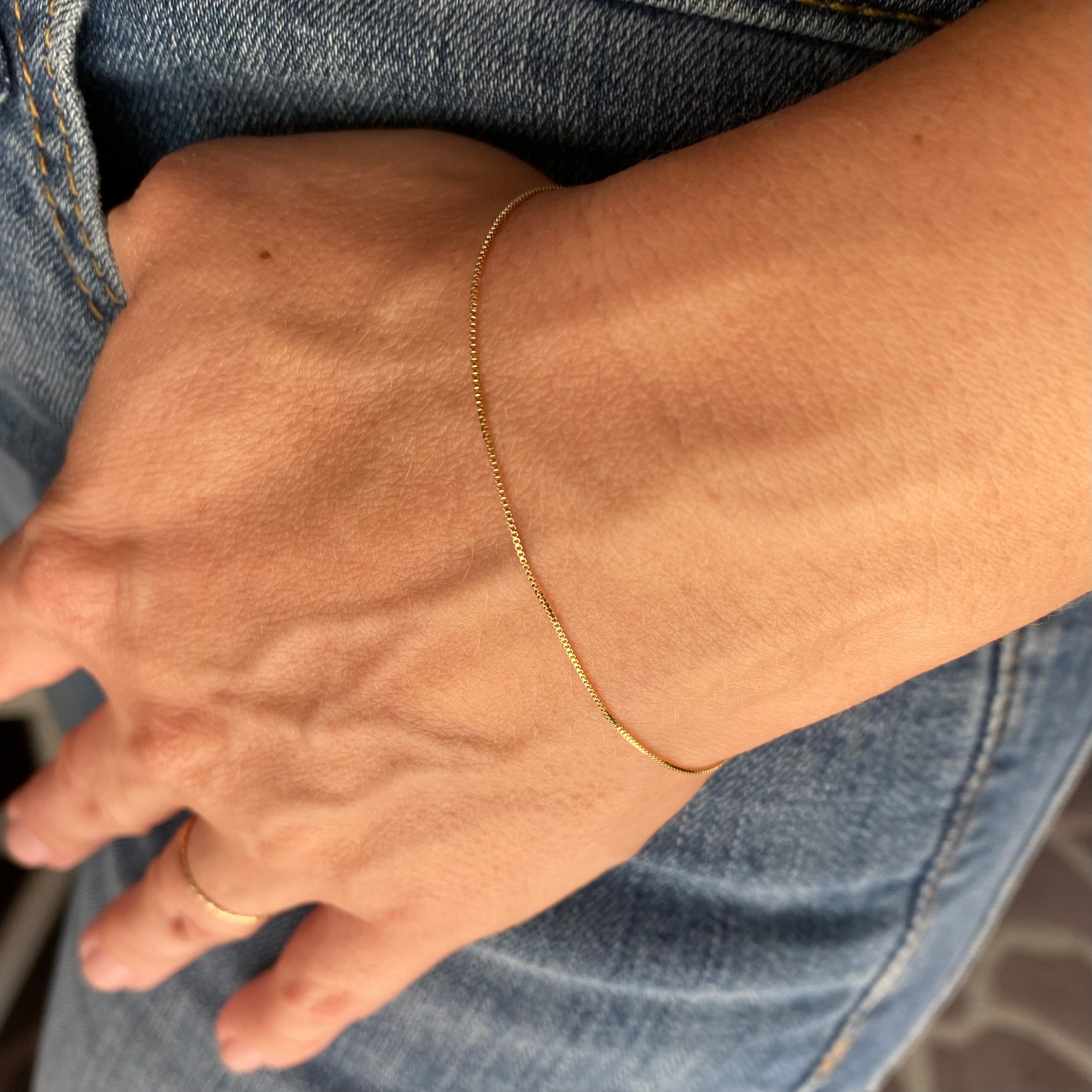 Mondsee 18k Gold Filled 0.5mm Box Chain Bracelet | 18k Gold Filled Jewelry