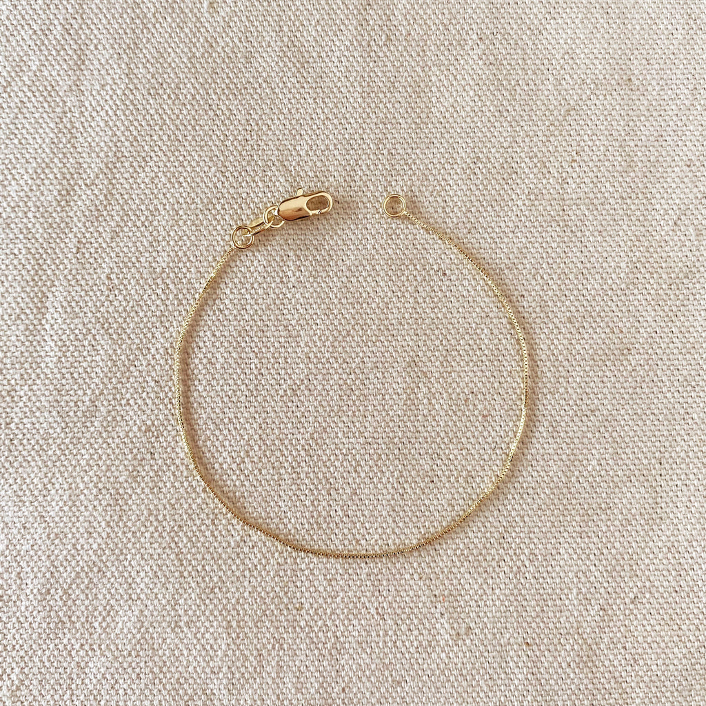 Mondsee 18k Gold Filled 0.5mm Box Chain Bracelet | 18k Gold Filled Jewelry