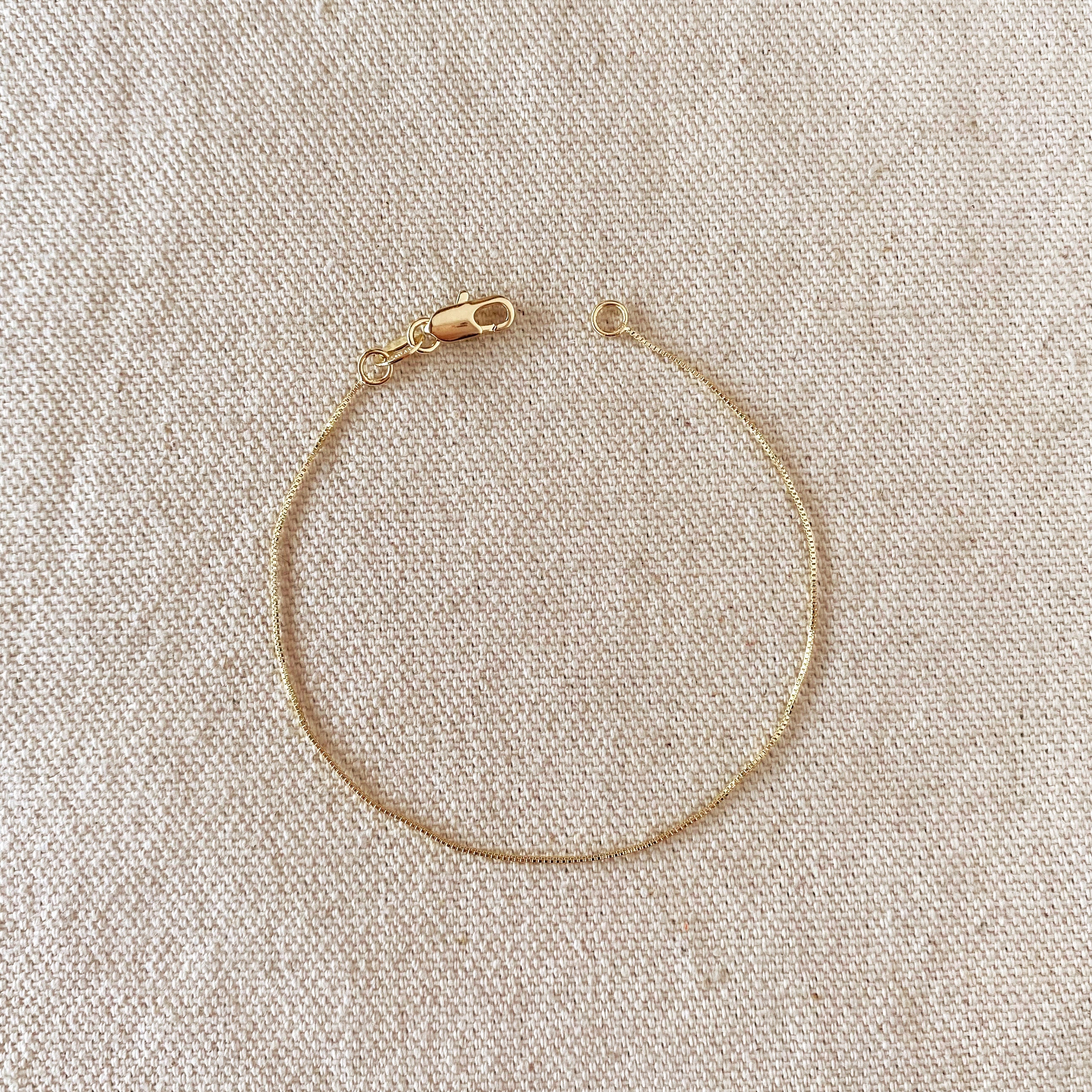 Mondsee 18k Gold Filled 0.5mm Box Chain Bracelet | 18k Gold Filled Jewelry
