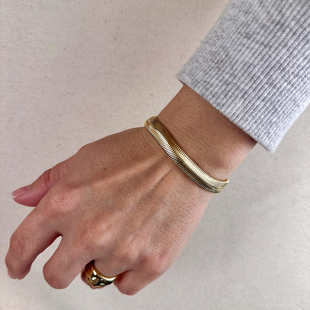 Mondsee 18k Gold filled 8mm Snake Chain Bracelet | 18k Gold Filled Jewelry