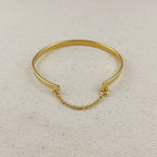 18k Gold Filled Polished Bangle With Chain