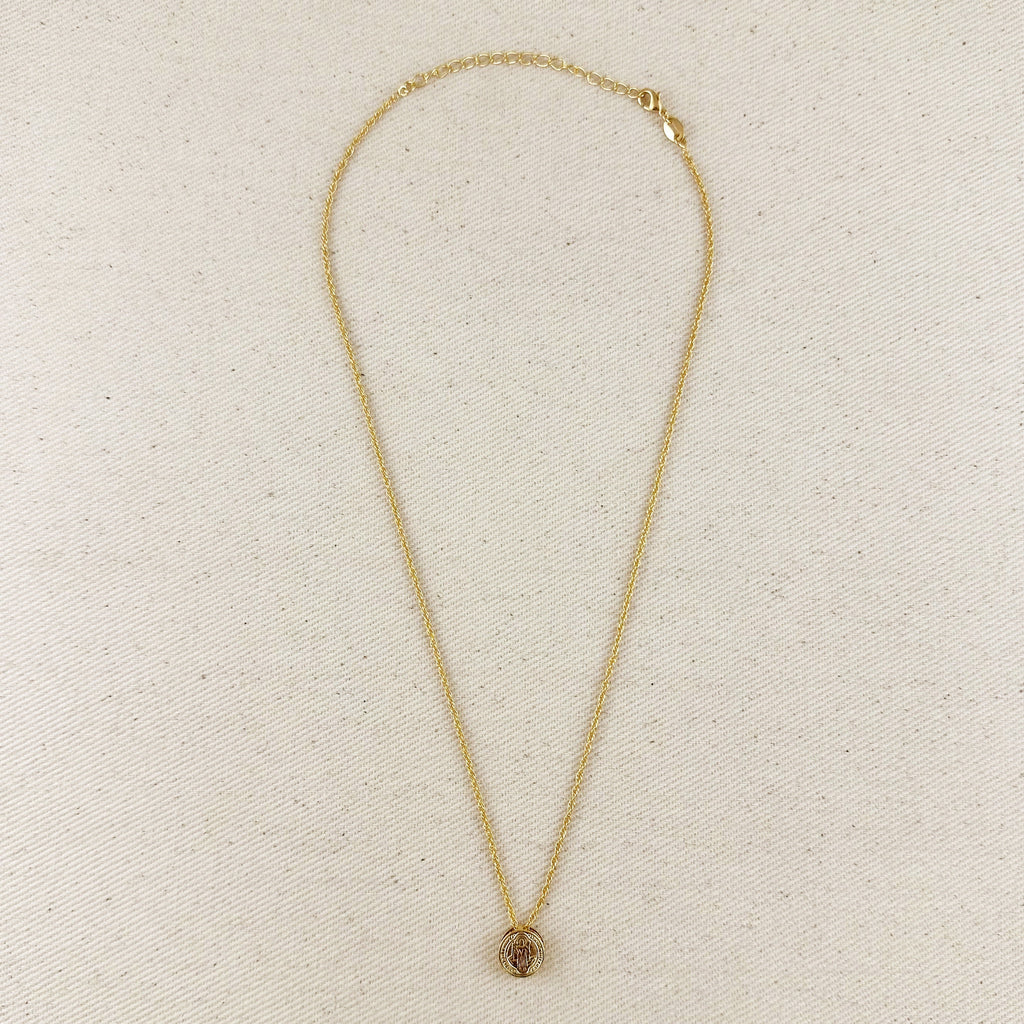 Mondsee 18k Gold Filled Mini Double Sided Coin Saint Benedict Necklace | 18k Gold Filled Jewelry