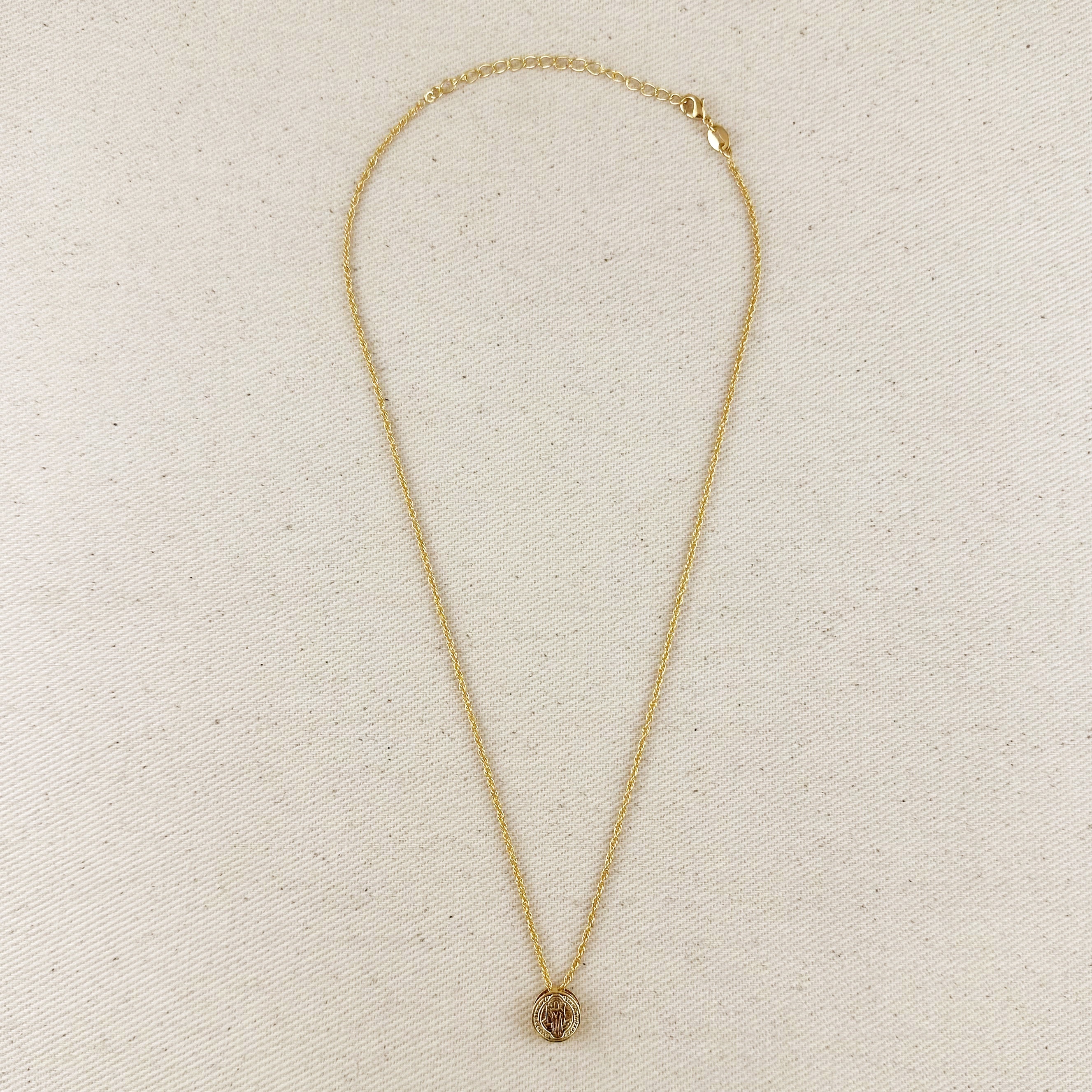 Mondsee 18k Gold Filled Mini Double Sided Coin Saint Benedict Necklace | 18k Gold Filled Jewelry