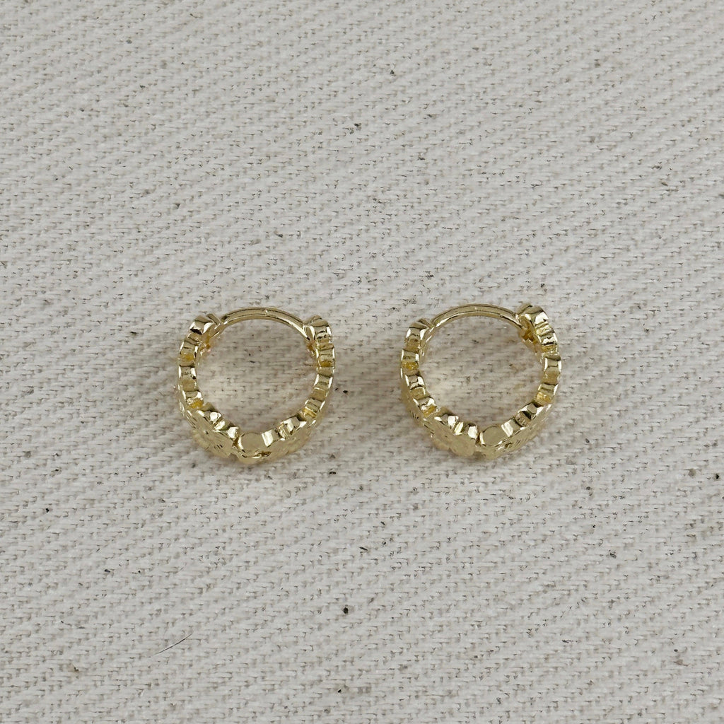 18k Gold Filled Flower Huggies Hoop Earrings