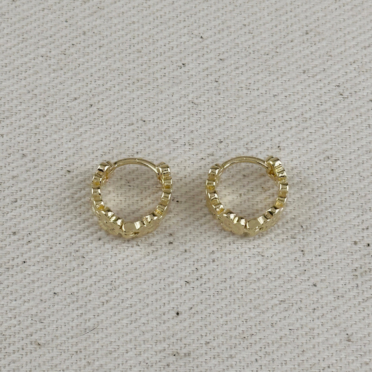 18k Gold Filled Flower Huggies Hoop Earrings