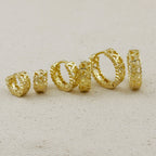 18k Gold Filled Double Hearts Huggies Hoop Earrings