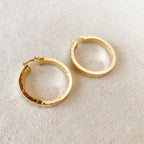 Mondsee 18K Gold Filled 35mm Flat Hoop With Scalloped Side Detail | 18k Gold Filled Jewelry
