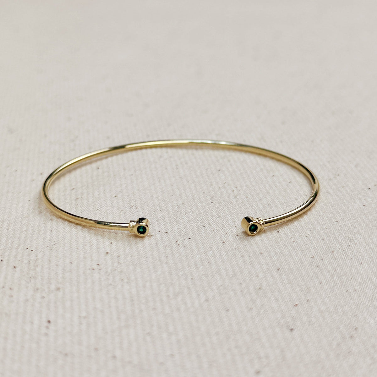 18k Gold Filled Open CZ Cuff Bracelet – Emerald