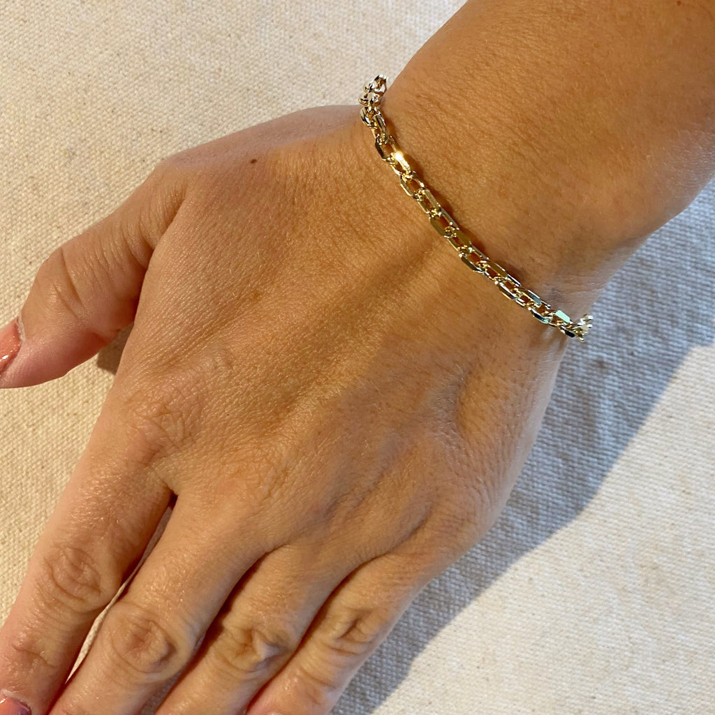 Mondsee 18k Gold Filled Diamond 4.5 mm Cut Anchor Link Bracelet | 18k Gold Filled Jewelry