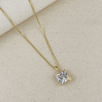 18k Gold Filled Oversized Princess Cut Necklace