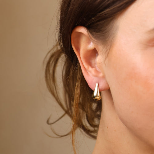 18k Gold Filled 15mm Teardrop Stud Earrings, view 2