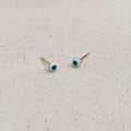 18k Gold Filled Tiny White Evil Eye Stud Earrings