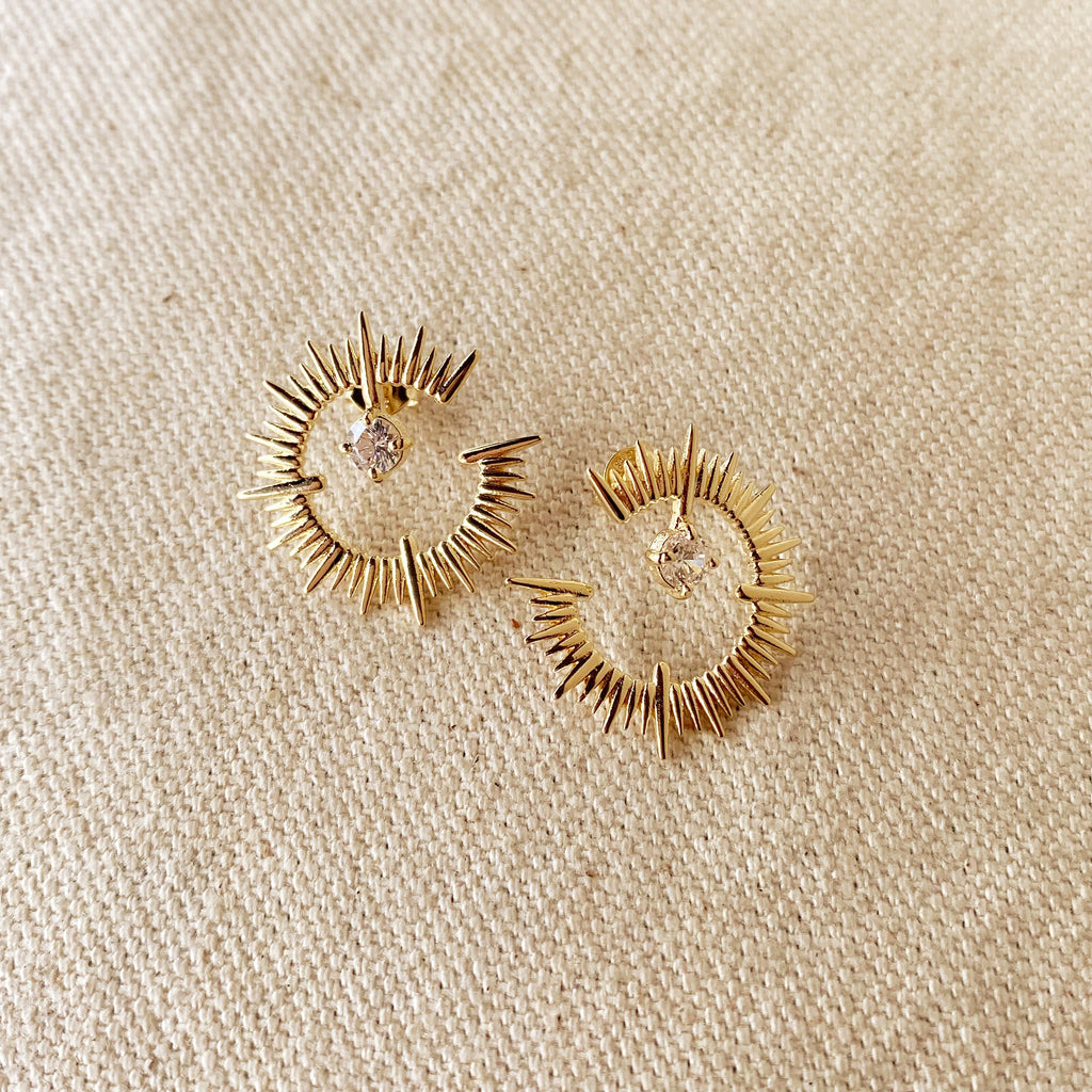 Mondsee 18K Gold Filled Spiked Stud With CZ | 18k Gold Filled Jewelry