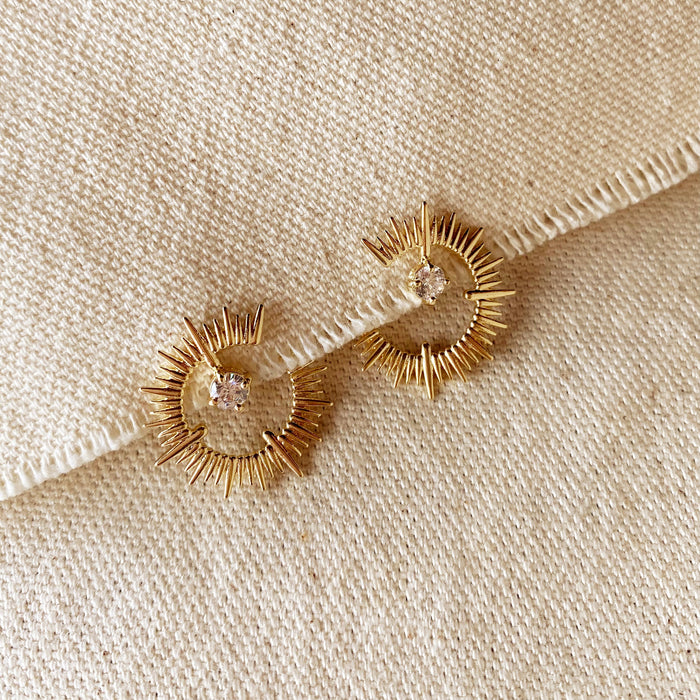 Mondsee 18K Gold Filled Spiked Stud With CZ | 18k Gold Filled Jewelry