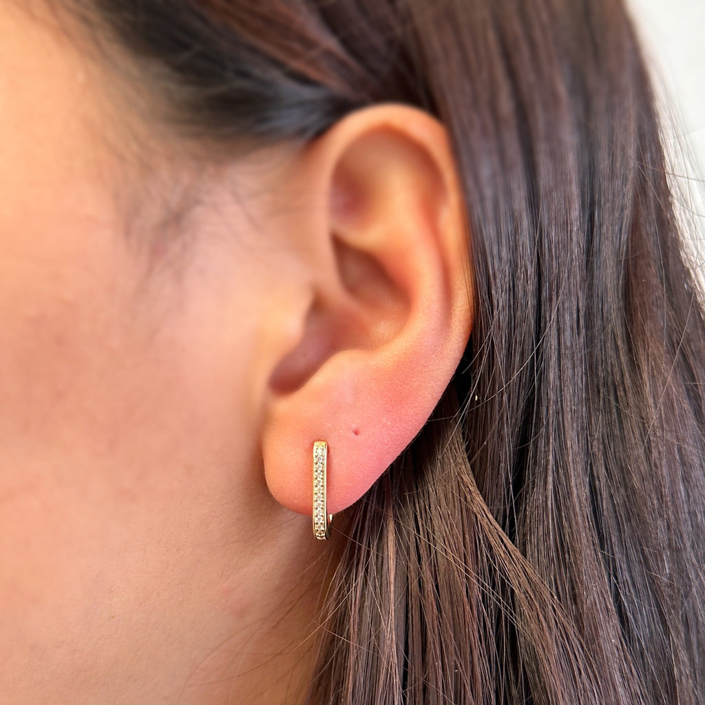 Mondsee Micro CZ Rectangle Clicker Earrings | 18k Gold Filled Jewelry