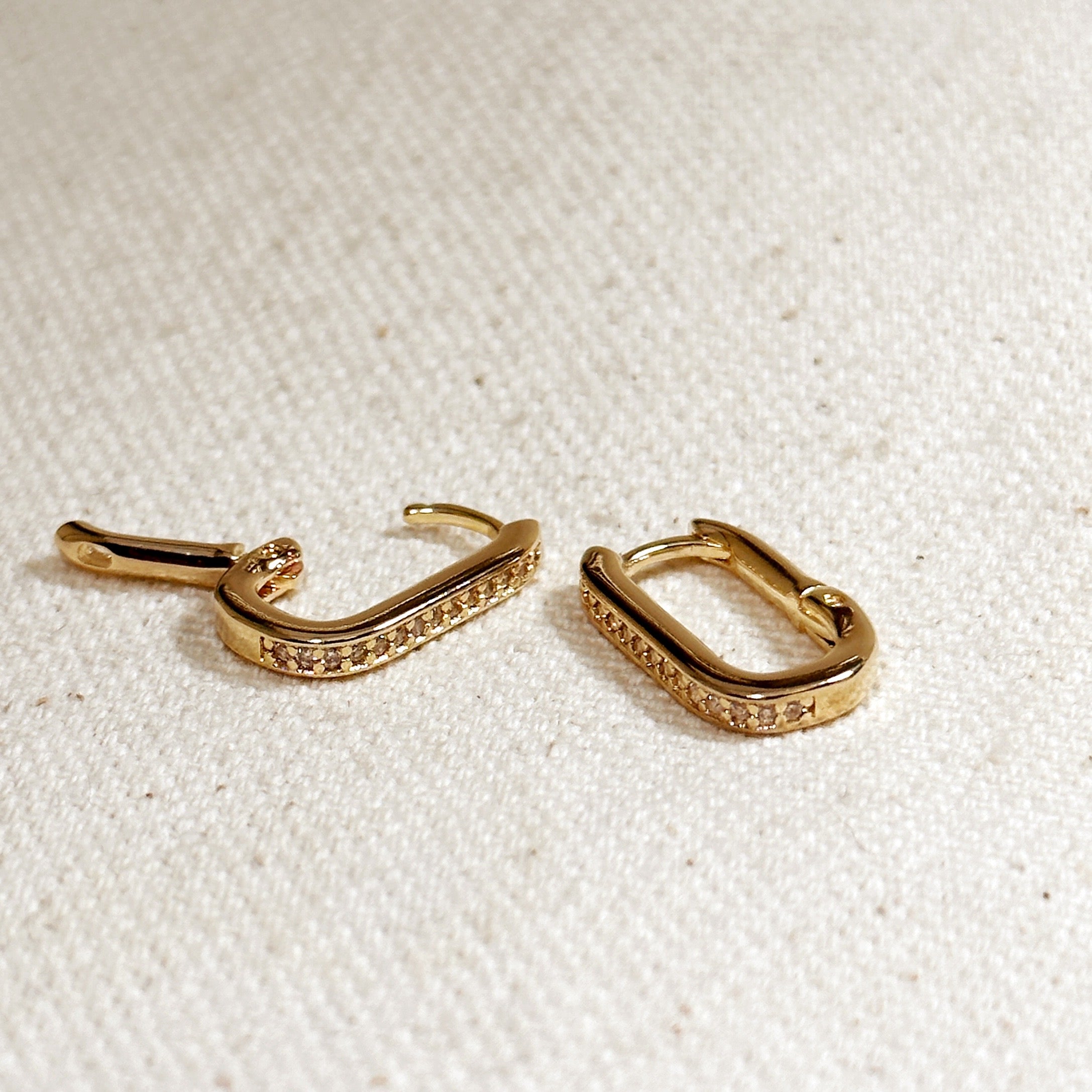 Mondsee Micro CZ Rectangle Clicker Earrings | 18k Gold Filled Jewelry