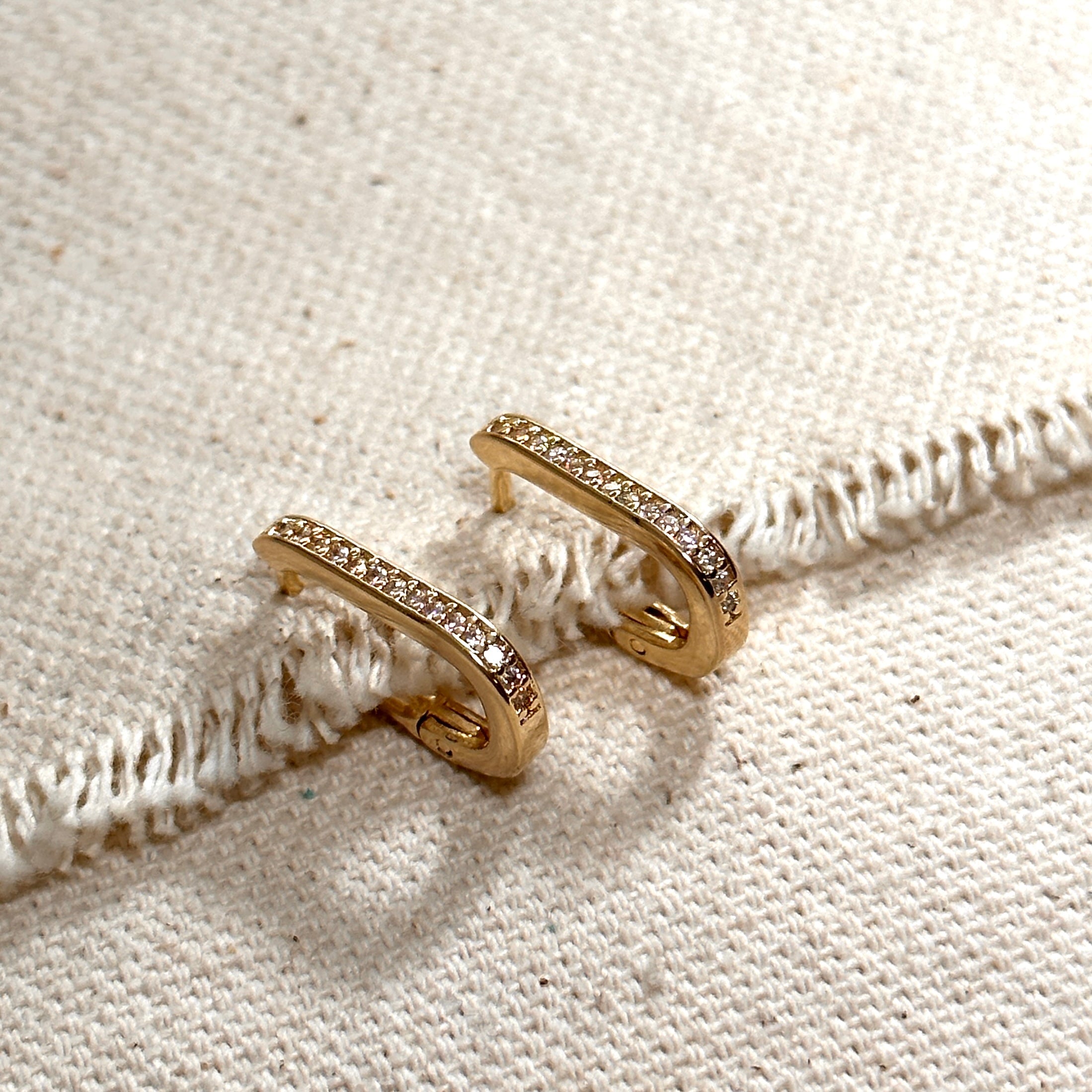 Mondsee Micro CZ Rectangle Clicker Earrings | 18k Gold Filled Jewelry