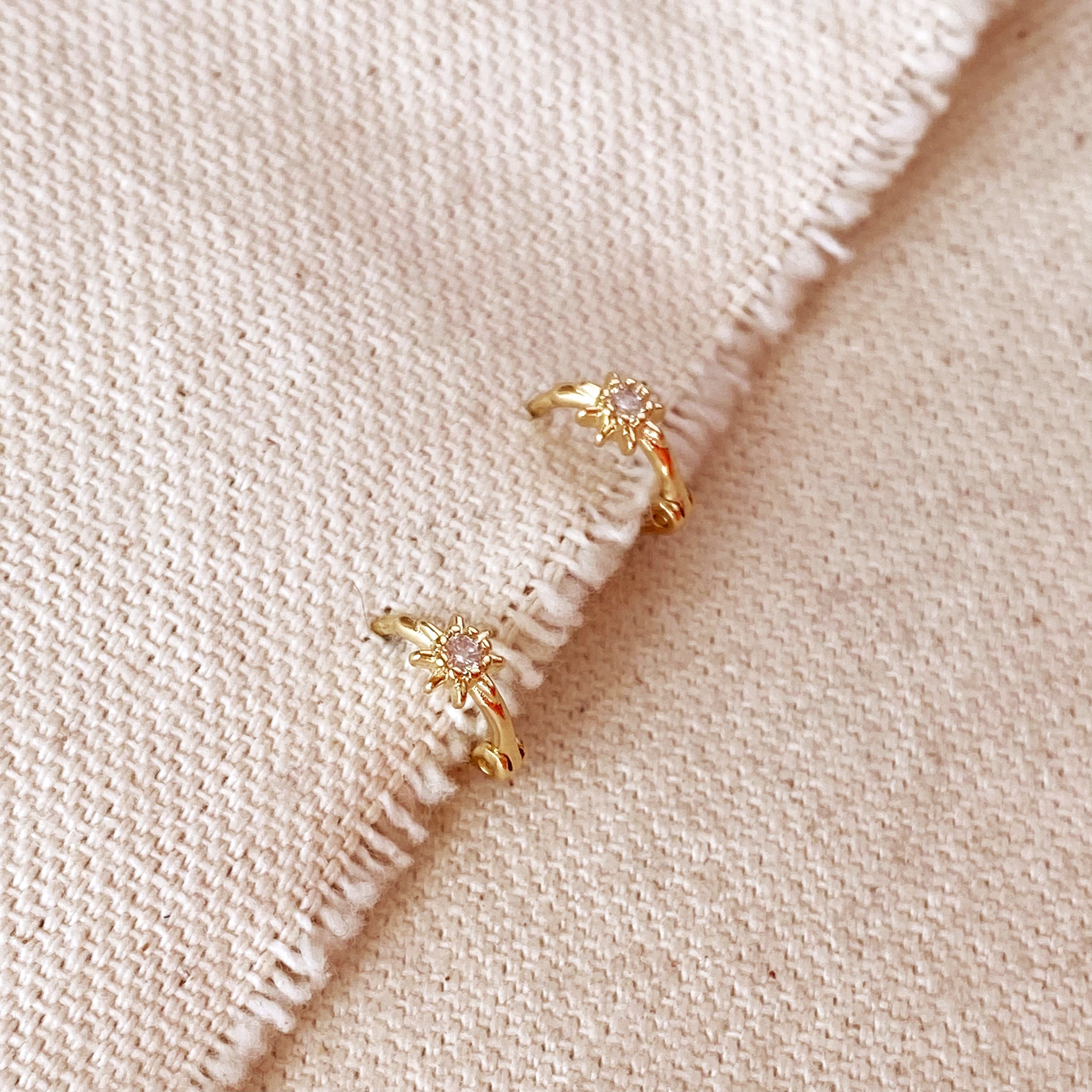 Mondsee 18k Gold Filled Starburst Mini Clicker Hoop Earrings | 18k Gold Filled Jewelry